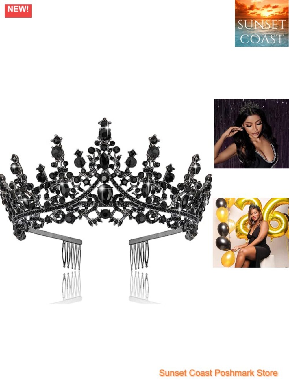 Queen Crown Crystal Wedding Tiara Rhinestone Princess Headpiece